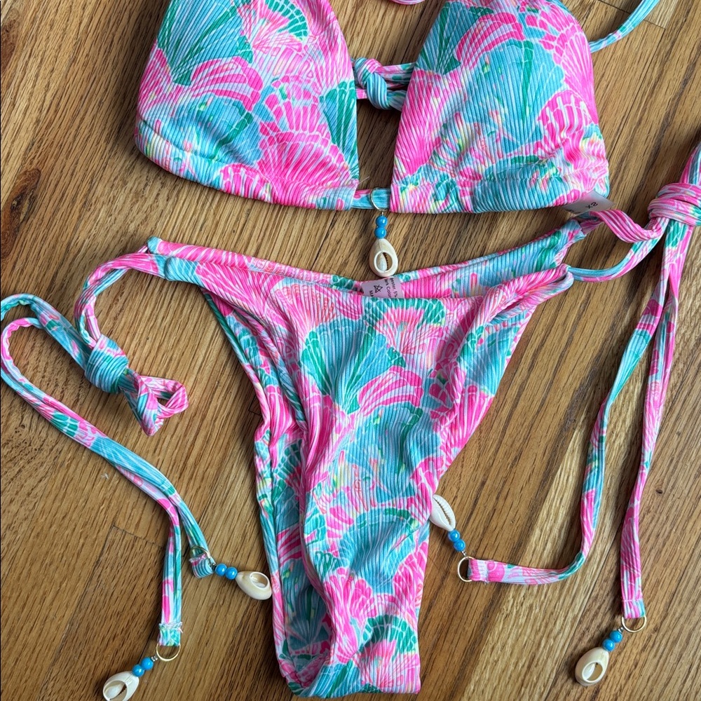 Colorful Shell Print Bikini Set Womens XS - Picture 3 of 7